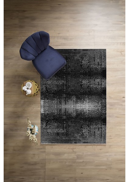 Dijital Baskılı Sade Buğulu Model Yıkanabilir Kaymaz Yolluk Mutfak Salon Halısı, Sade-75-Antrasit,