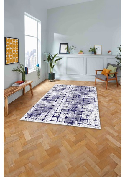 Dijital Baskılı Sade Kare Desenli Yıkanabilir Kaymaz Yolluk Mutfak Salon Halısı, Sade-73-Mor, fırsatları