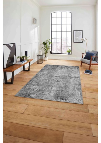 Dijital Baskılı Sade Geçişli Desen Yıkanabilir Kaymaz Yolluk Mutfak Salon Halısı, Sade-101-Gri,