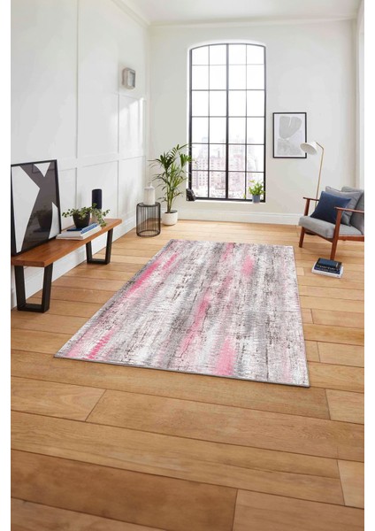 Dijital Baskılı Sade Motifli Yıkanabilir Kaymaz Yolluk Mutfak Salon Halısı, Sade-98-Pembe,