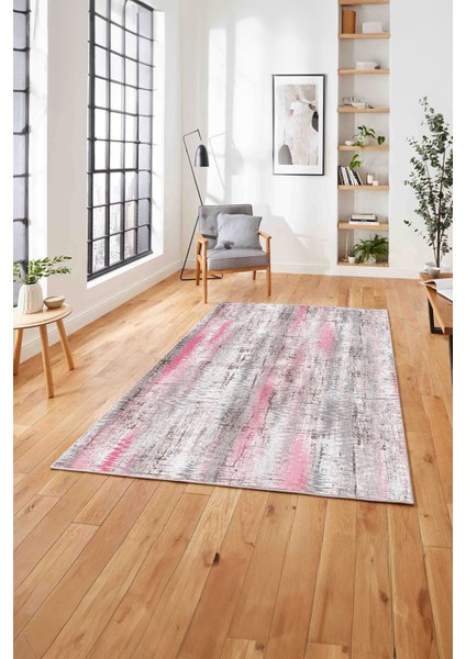 Dijital Baskılı Sade Motifli Yıkanabilir Kaymaz Yolluk Mutfak Salon Halısı, Sade-98-Pembe,