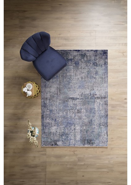 Dijital Baskılı Sade Geçişli Desen Yıkanabilir Kaymaz Yolluk Mutfak Salon Halısı, Sade-101-Lacivert,