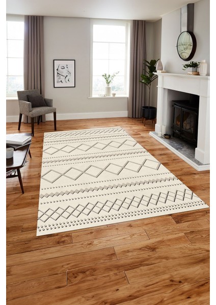 Dijital Baskılı Sade Kilim Motifli Yıkanabilir Kaymaz Yolluk Mutfak Salon Halısı, Sade-95-Bej, modelleri
