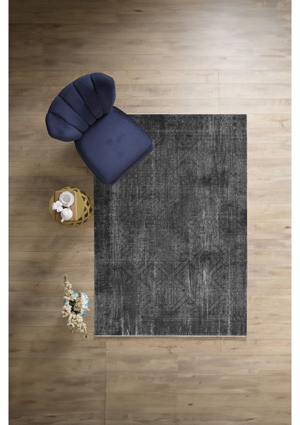 Dijital Sade Düz Renk Motifli Yıkanabilir Kaymaz Yolluk Mutfak Salon Halısı, Sade-100-Antrasit,