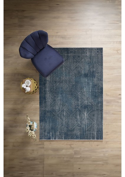 Dijital Sade Düz Renk Motifli Yıkanabilir Kaymaz Yolluk Mutfak Salon Halısı, Sade-100-Lacivert,