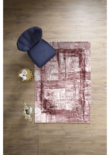 Dijital Baskılı Sade Modern Yıkanabilir Kaymaz Yolluk Mutfak Salon Halısı, Sade-81-Bordo,