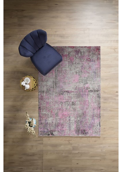 Dijital Baskılı Sade Geçişli Desen Yıkanabilir Kaymaz Yolluk Mutfak Salon Halısı, Sade-101-Pembe,