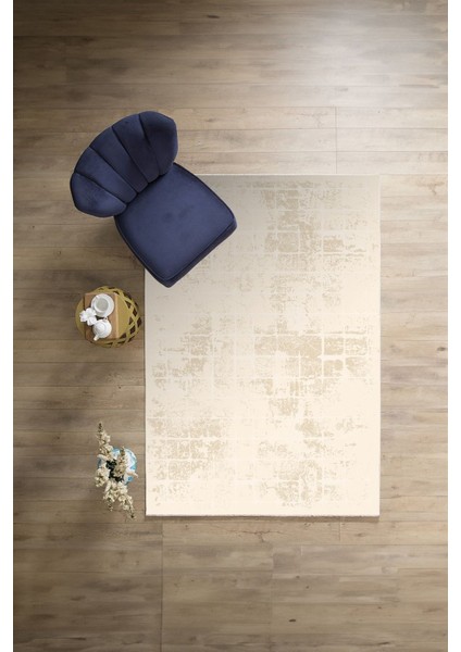 Dijital Baskılı Sade Kare Desenli Yıkanabilir Kaymaz Yolluk Mutfak Salon Halısı, Sade-73-Krem,