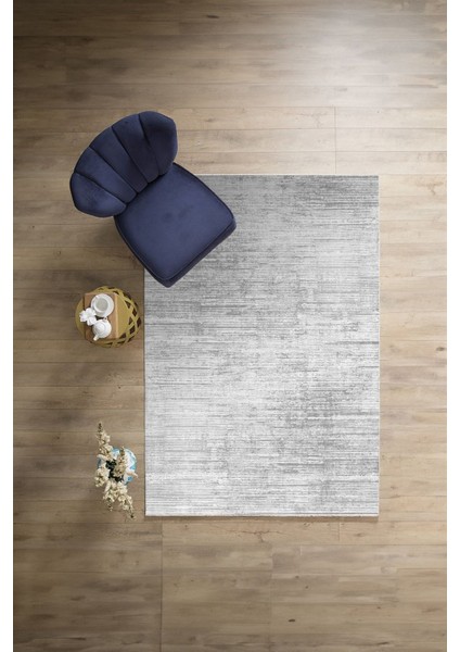 Dijital Baskılı Sade Düz Dekoratif Yıkanabilir Kaymaz Yolluk Mutfak Salon Halısı, Sade-83-Gri,
