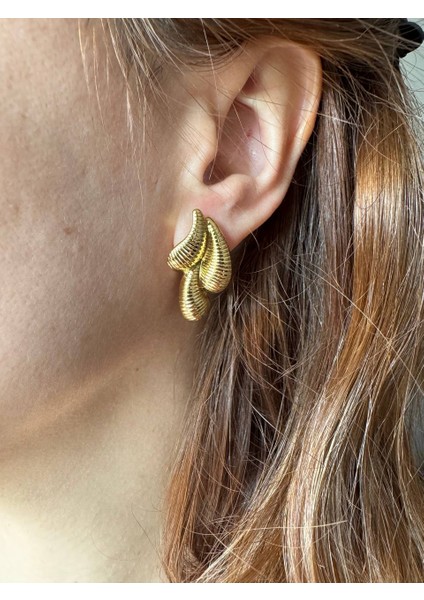 Damla Model Gold Çelik Küpe