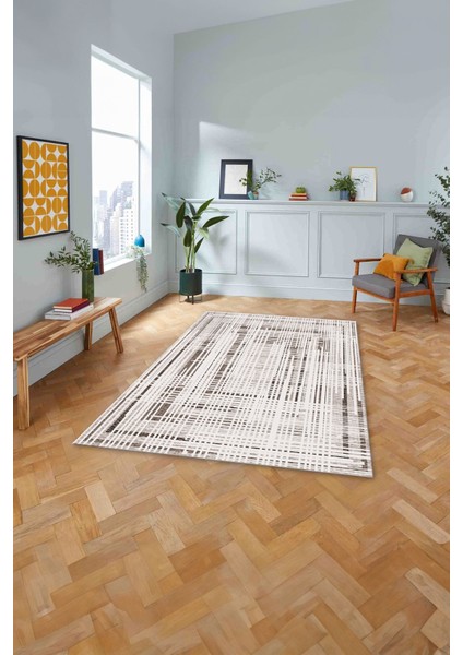 Dijital Baskılı Sade Çizgi Motifli Yıkanabilir Kaymaz Yolluk Mutfak Salon Halısı, Sade-84-Vizon, fırsatları