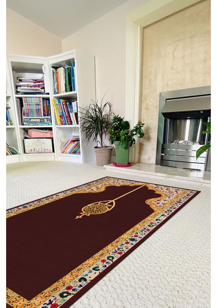 Dijital Baskılı Kaymaz Taban Yıkanabilir Hediyelik Çeyizlik Namazlık Seccade, Seccade-53-Bordo, modelleri