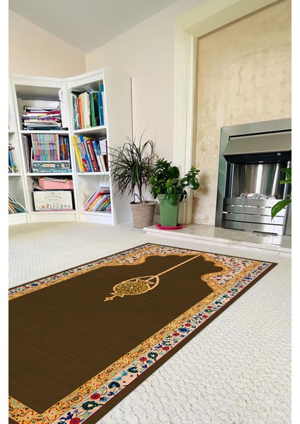 Dijital Baskılı Kaymaz Taban Yıkanabilir Hediyelik Çeyizlik Namazlık Seccade, Seccade-53-Kahve, modelleri