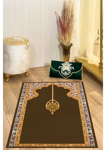 Dijital Baskılı Kaymaz Taban Yıkanabilir Hediyelik Çeyizlik Namazlık Seccade, Seccade-53-Kahve, indirimleri