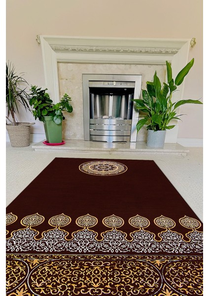 Dijital Baskılı Kaymaz Taban Yıkanabilir Hediyelik Çeyizlik Namazlık Seccade, Seccade-56-Bordo,