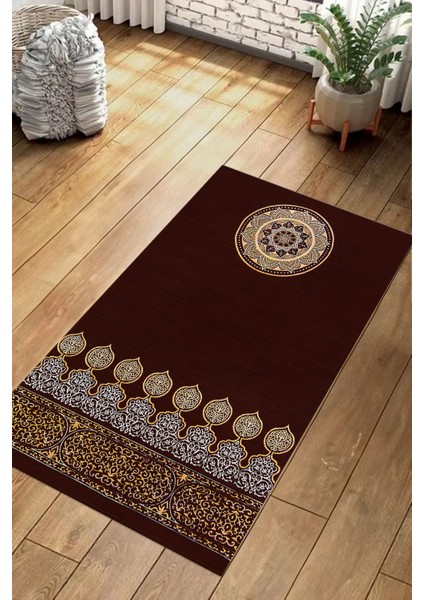 Dijital Baskılı Kaymaz Taban Yıkanabilir Hediyelik Çeyizlik Namazlık Seccade, Seccade-56-Bordo, modelleri