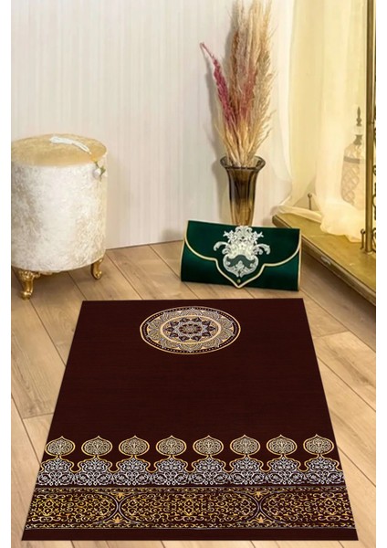 Dijital Baskılı Kaymaz Taban Yıkanabilir Hediyelik Çeyizlik Namazlık Seccade, Seccade-56-Bordo, fırsatları