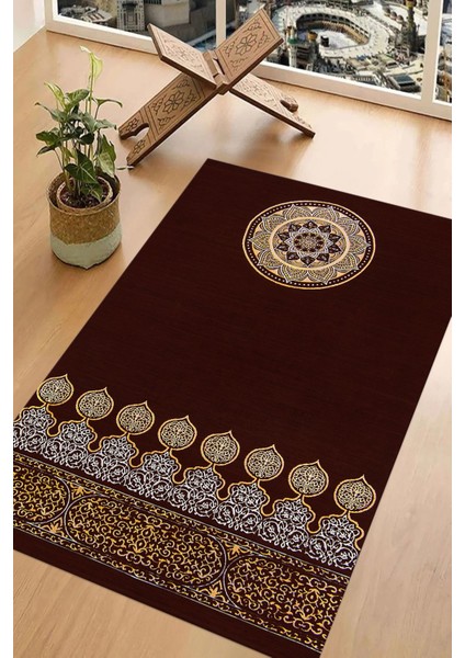 Dijital Baskılı Kaymaz Taban Yıkanabilir Hediyelik Çeyizlik Namazlık Seccade, Seccade-56-Bordo, indirimleri