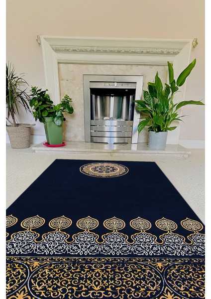 Dijital Baskılı Kaymaz Taban Yıkanabilir Hediyelik Çeyizlik Namazlık Seccade, Seccade-56-Mavi,