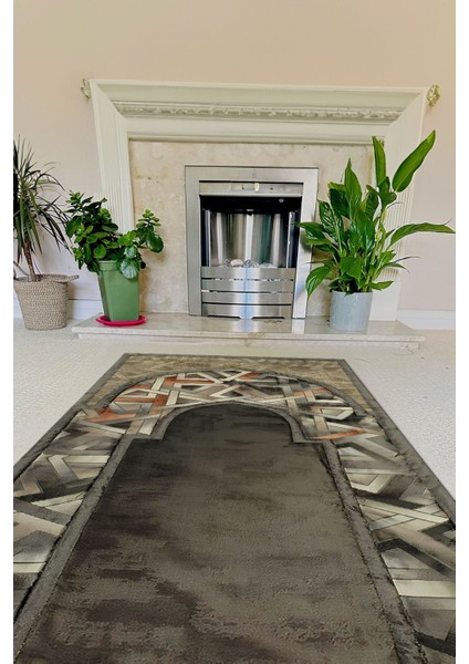 Dijital Baskılı Kaymaz Taban Yıkanabilir Hediyelik Çeyizlik Namazlık Seccade, Seccade-57-Bej,