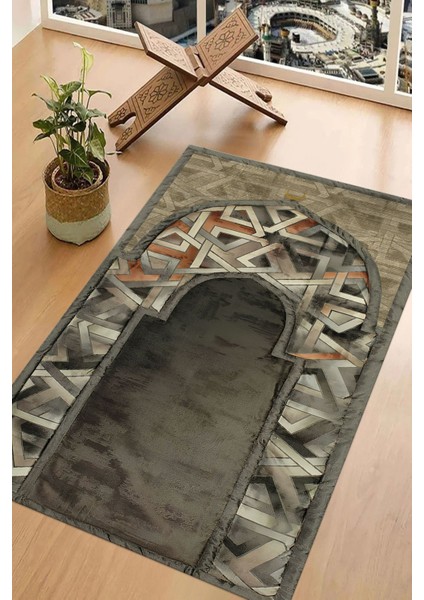 Dijital Baskılı Kaymaz Taban Yıkanabilir Hediyelik Çeyizlik Namazlık Seccade, Seccade-57-Bej, indirimleri