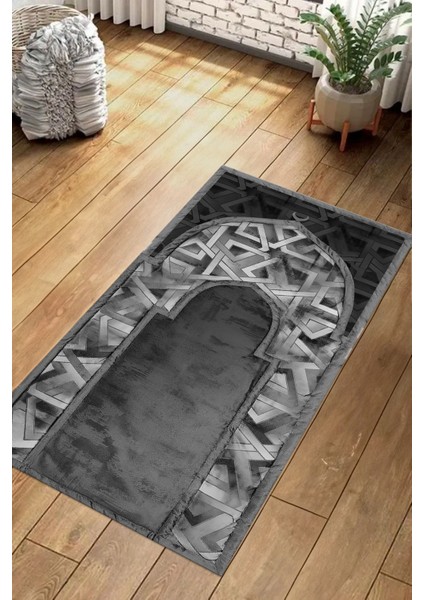 Dijital Baskılı Kaymaz Taban Yıkanabilir Hediyelik Çeyizlik Namazlık Seccade, Seccade-57-Gri, modelleri