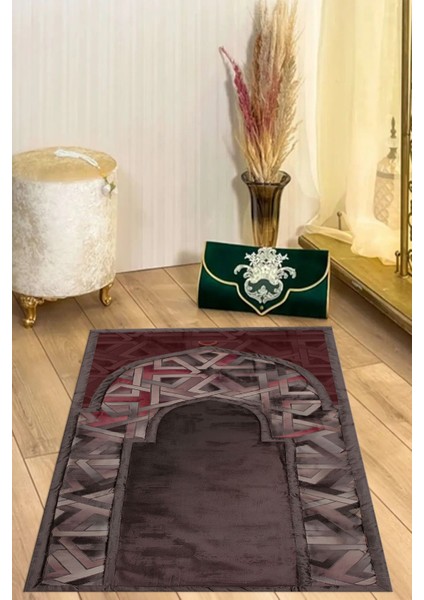 Dijital Baskılı Kaymaz Taban Yıkanabilir Hediyelik Çeyizlik Namazlık Seccade, Seccade-57-Kırmızı, fırsatları