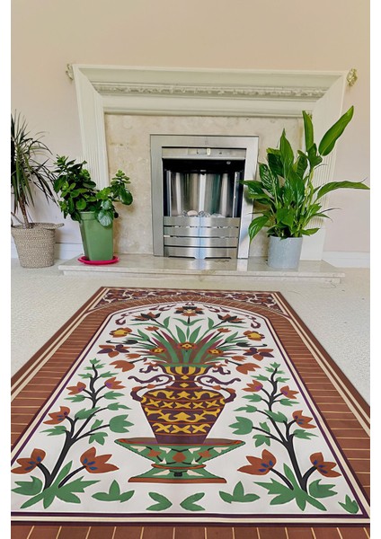 Dijital Baskılı Kaymaz Taban Yıkanabilir Hediyelik Çeyizlik Namazlık Seccade, Seccade-59-Kahve,