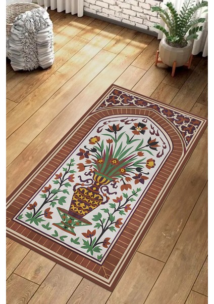 Dijital Baskılı Kaymaz Taban Yıkanabilir Hediyelik Çeyizlik Namazlık Seccade, Seccade-59-Kahve, modelleri