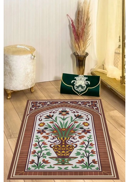 Dijital Baskılı Kaymaz Taban Yıkanabilir Hediyelik Çeyizlik Namazlık Seccade, Seccade-59-Kahve, fırsatları