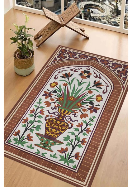 Dijital Baskılı Kaymaz Taban Yıkanabilir Hediyelik Çeyizlik Namazlık Seccade, Seccade-59-Kahve, indirimleri