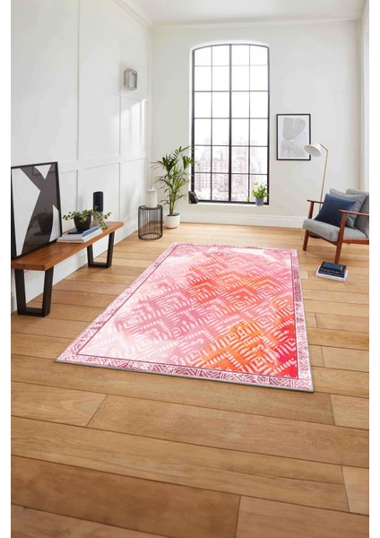 Dijital Sade Çerçeveli Akrilik Model Yıkanabilir Kaymaz Yolluk Mutfak Salon Halısı, Sade-86-Pembe, fiyatları