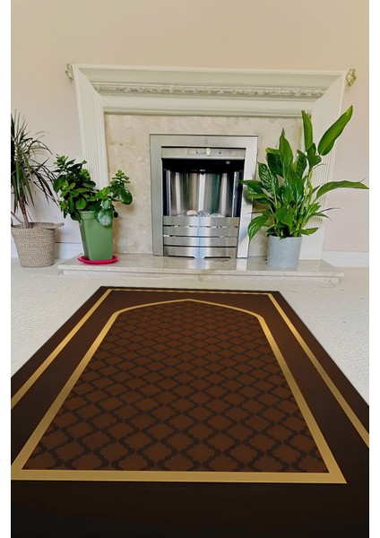 Dijital Baskılı Kaymaz Taban Yıkanabilir Hediyelik Çeyizlik Namazlık Seccade, Seccade-60-Kahve,