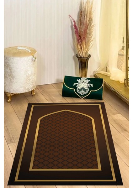 Dijital Baskılı Kaymaz Taban Yıkanabilir Hediyelik Çeyizlik Namazlık Seccade, Seccade-60-Kahve, fırsatları