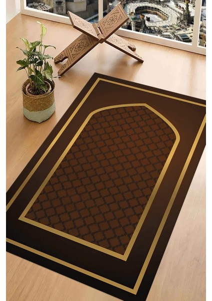 Dijital Baskılı Kaymaz Taban Yıkanabilir Hediyelik Çeyizlik Namazlık Seccade, Seccade-60-Kahve, indirimleri