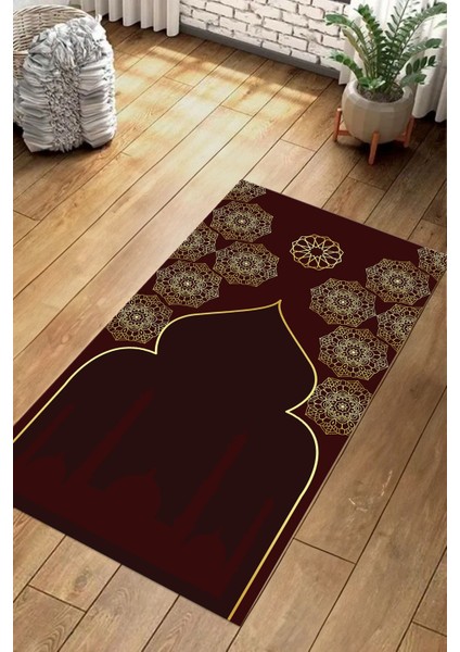 Dijital Baskılı Kaymaz Taban Yıkanabilir Hediyelik Çeyizlik Namazlık Seccade, Seccade-61-Bordo, fiyatları