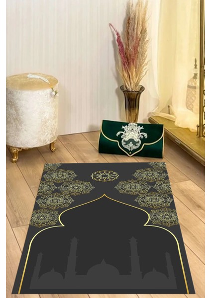 Dijital Baskılı Kaymaz Taban Yıkanabilir Hediyelik Çeyizlik Namazlık Seccade, Seccade-61-Gri, modelleri