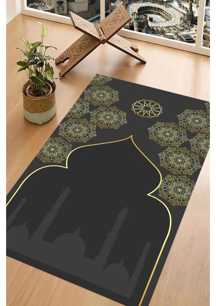 Dijital Baskılı Kaymaz Taban Yıkanabilir Hediyelik Çeyizlik Namazlık Seccade, Seccade-61-Gri, fırsatları