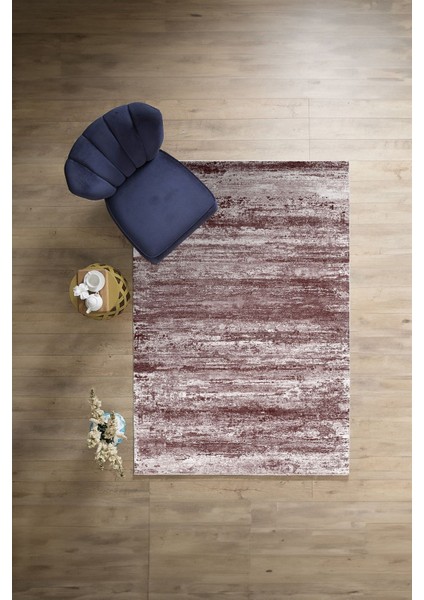 Dijital Sade Modern Geçişli Desen Yıkanabilir Kaymaz Yolluk Mutfak Salon Halısı, Sade-102-Bordo,