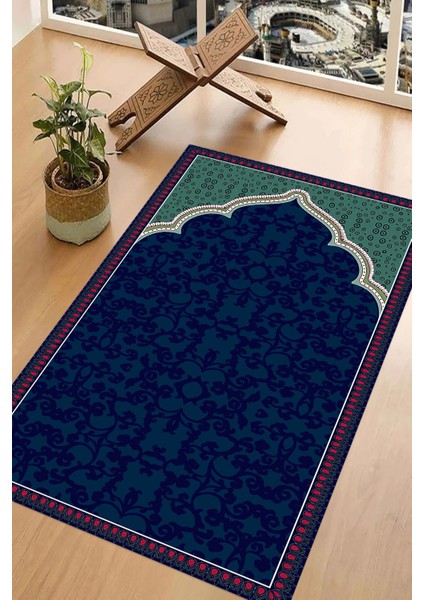 Dijital Baskılı Kaymaz Taban Yıkanabilir Hediyelik Çeyizlik Namazlık Seccade, Seccade-62-Lacivert, fırsatları
