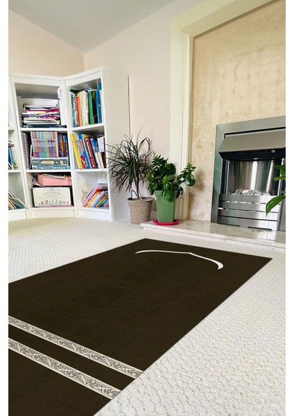 Dijital Baskılı Kaymaz Taban Yıkanabilir Hediyelik Çeyizlik Namazlık Seccade, Seccade-64-Kahve,