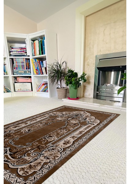 Dijital Baskılı Kaymaz Taban Yıkanabilir Hediyelik Çeyizlik Namazlık Seccade, Seccade-65-Kahve,