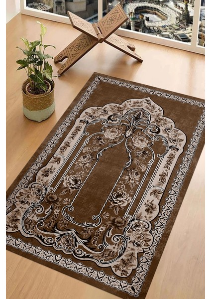 Dijital Baskılı Kaymaz Taban Yıkanabilir Hediyelik Çeyizlik Namazlık Seccade, Seccade-65-Kahve, fırsatları