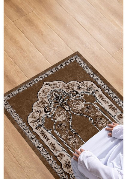 Dijital Baskılı Kaymaz Taban Yıkanabilir Hediyelik Çeyizlik Namazlık Seccade, Seccade-65-Kahve, indirimleri