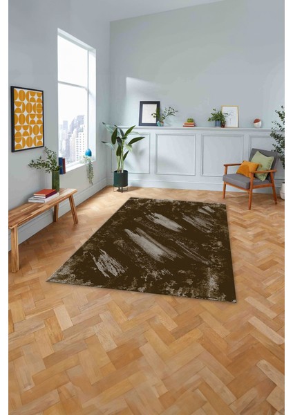 Dijital Baskılı Sade Modern Desenli Yıkanabilir Kaymaz Yolluk Mutfak Salon Halısı, Sade-104-Kahve, fırsatları