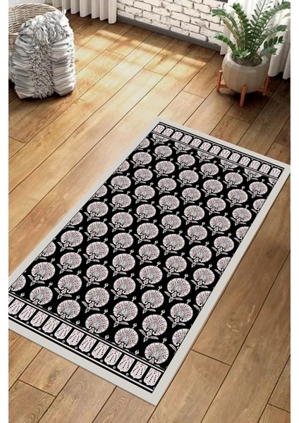 Dijital Baskılı Kaymaz Taban Yıkanabilir Hediyelik Çeyizlik Namazlık Seccade, Seccade-66-Siyah,