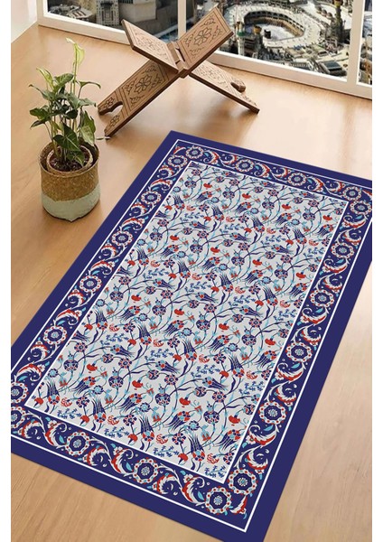 Dijital Baskılı Kaymaz Taban Yıkanabilir Hediyelik Çeyizlik Namazlık Seccade, Seccade-67-Mavi, modelleri