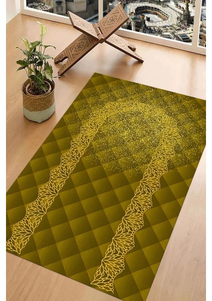 Dijital Baskılı Kaymaz Taban Yıkanabilir Hediyelik Çeyizlik Namazlık Seccade, Seccade-69-Gold, modelleri