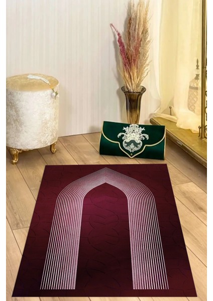 Dijital Baskılı Kaymaz Taban Yıkanabilir Hediyelik Çeyizlik Namazlık Seccade, Seccade-70-Bordo, fiyatları