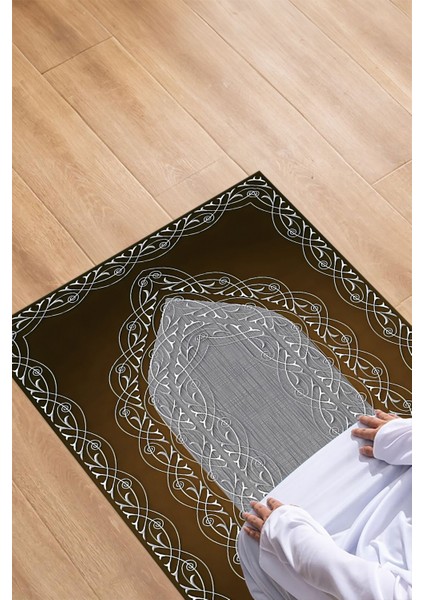 Dijital Baskılı Kaymaz Taban Yıkanabilir Hediyelik Çeyizlik Namazlık Seccade, Seccade-72-Kahve, modelleri